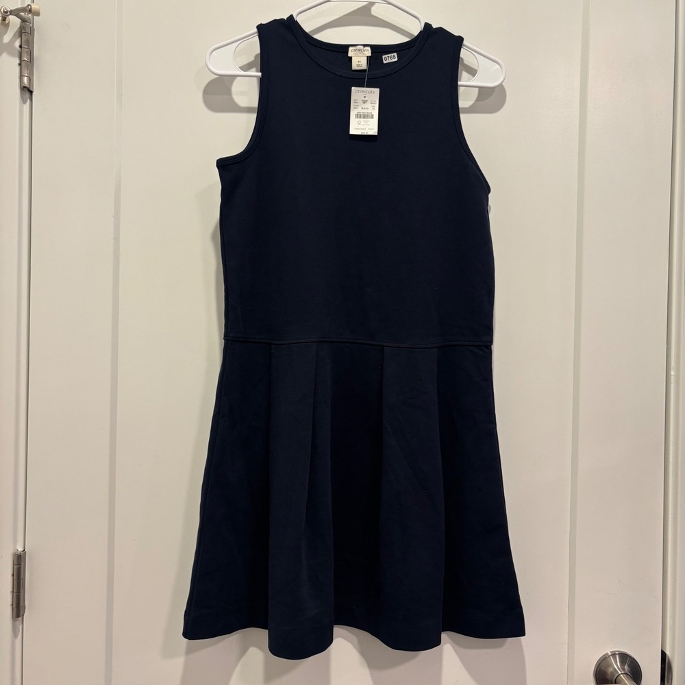 Crewcuts J.Crew Navy Blue Sleeveless Pleated Knit Dress Size 14 BA027 NEW